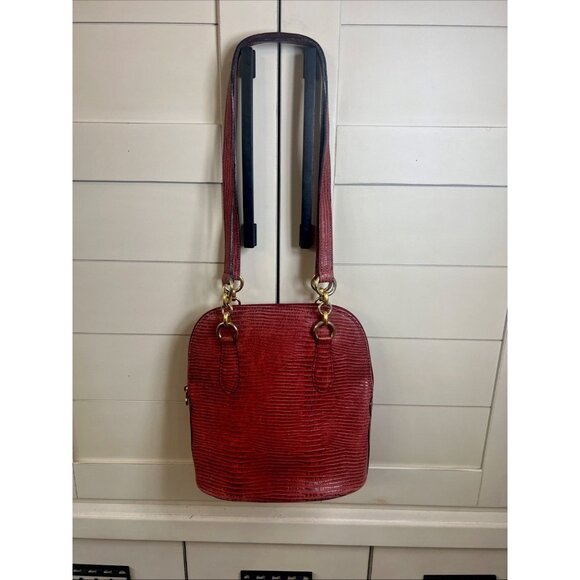 Cristian Handbags - CRISTIAN MADE IN ITALY Genuine Leather Burgundy Red Dome Shaped Shoulder Bag